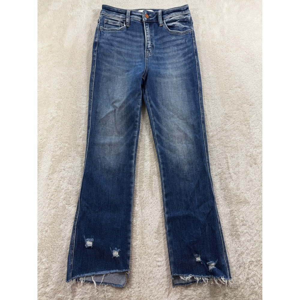Vervet Blue Womens Mid Rise Distressed Raw Hem Blue Jeans 25 Meas: 25x27